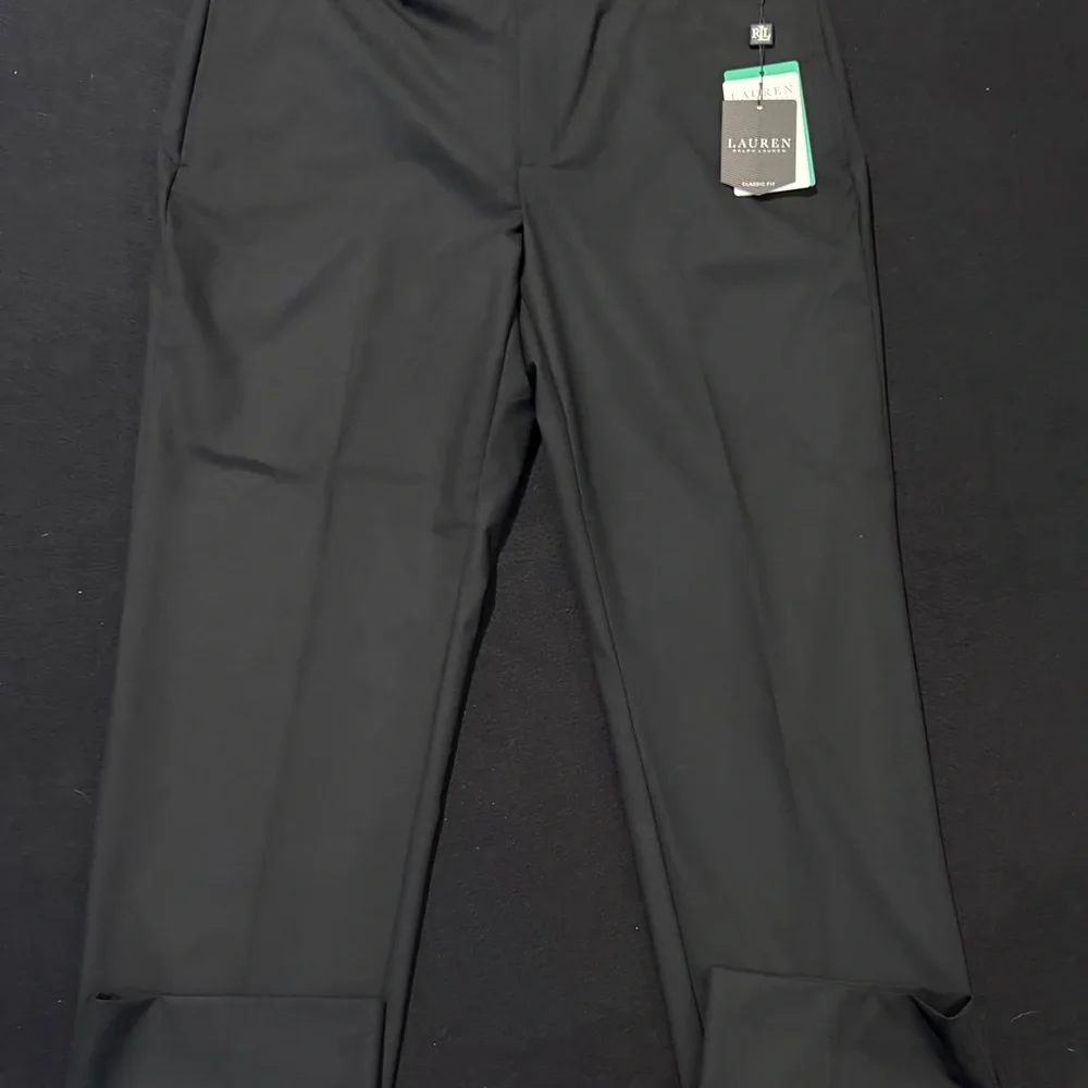 Lauren Ralph Lauren Men's Classic-Fit Solid Flat-Font BLACK 38x32 Pants NWT